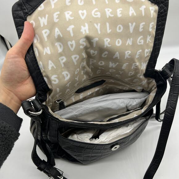 Aimee Kestenberg Leather Shoulder Bag Black Croco - Picture 12 of 15